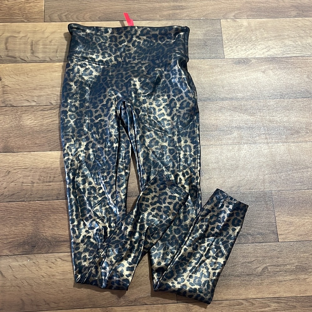 Spanx Faux Leather Leopard Legging Animal Print Cheetah Glossy Small ASO Blogger
